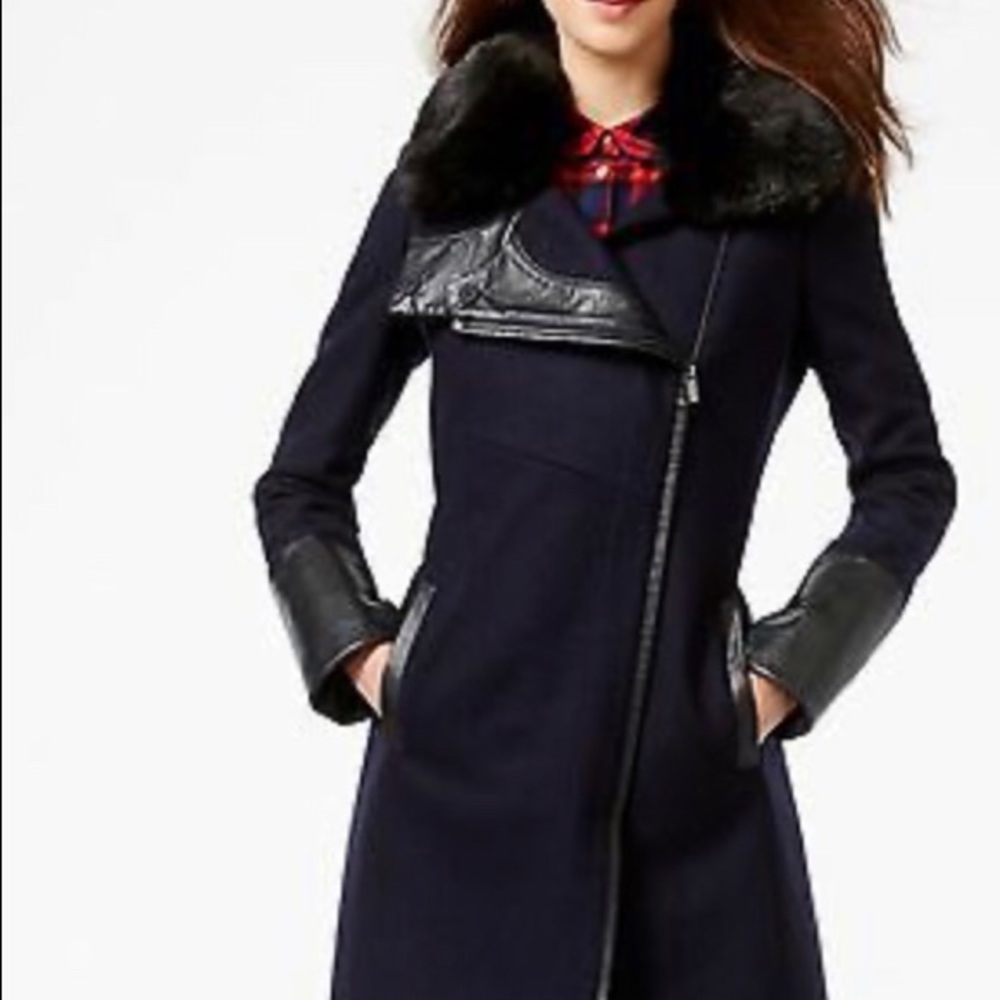 Rachel Roy asymmetrical coat faux fur